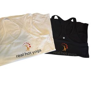 Lot Of 2‎ Lululemon Black White Real Hot Yoga Racerback Tank No Size Tag Stretch